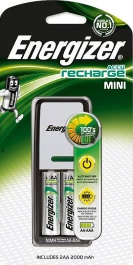 Energizer Mini Battery Charger With 2 AA Batteries