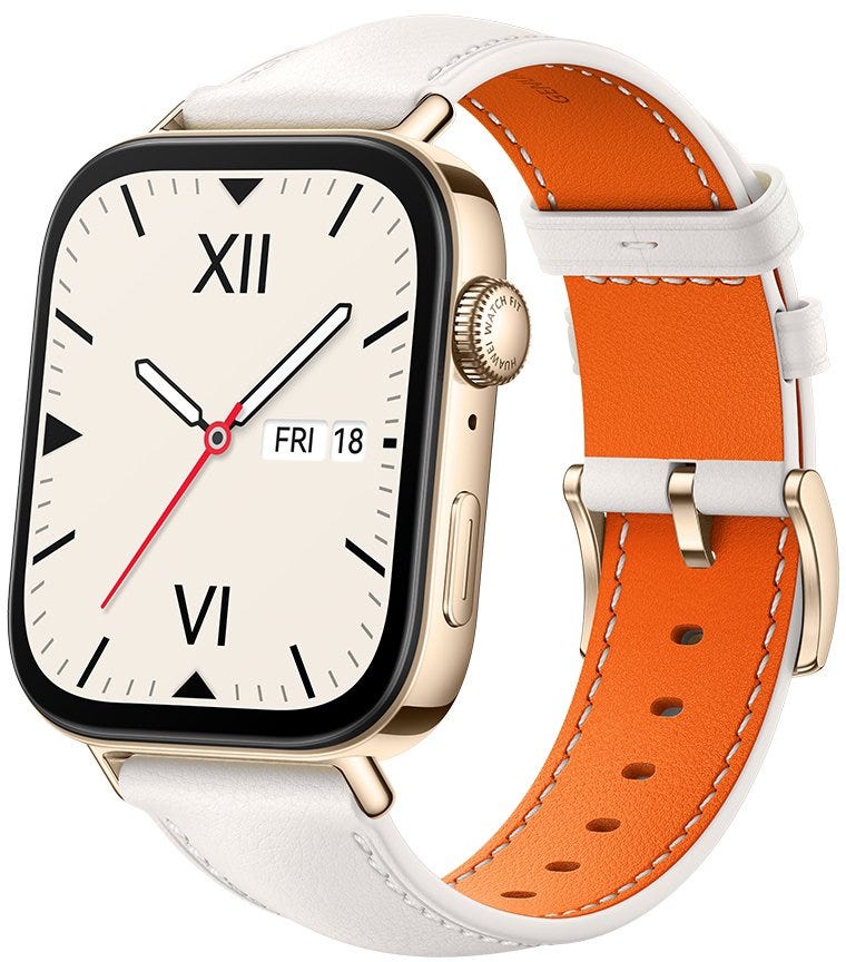 HUAWEI WATCH FIT 3 PEARL WHITE â€“ SKY WHITE LEATHER STRAP NFC