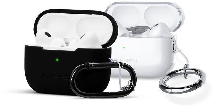 Hyphen Apple Airpods Pro 2Nd Gen Silicone Case - Black (Additional Clear Case Included)