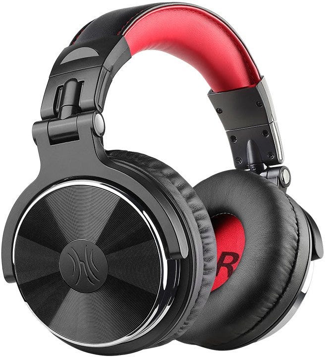 OneOdio Pro-10 Over Ear Headphone, Wired DJ Bass Headsets with 50mm Driver, Foldable Lightweight Black/Red