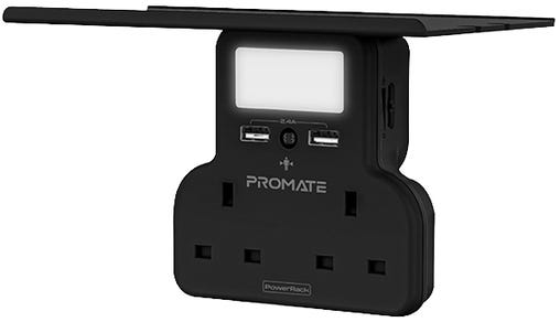 Promate Charging Station 5-In-1 Wall-Mount ,2 AC Sockets, Sta
