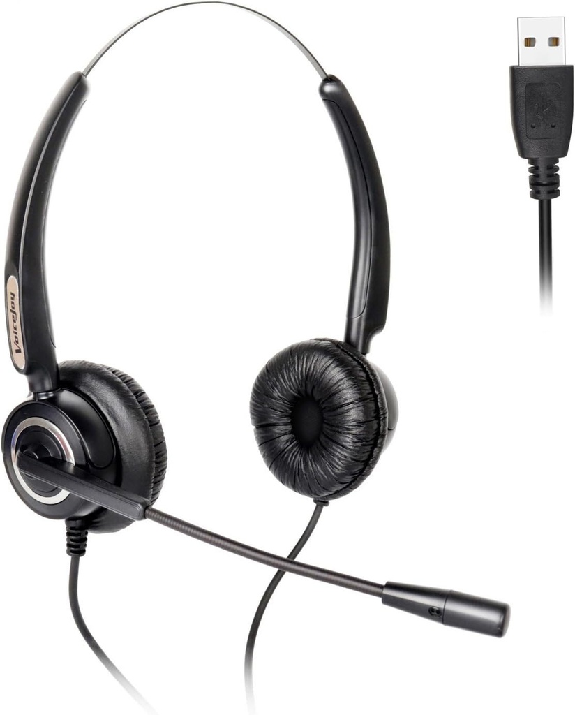 Binaural Computer USB Headset with Noise Cancelling