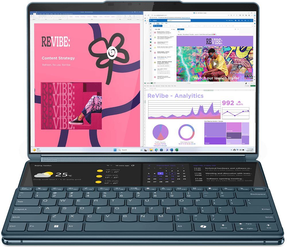 Lenovo Yoga Book 9 13IMU9 (Ultra 7 155U, 16GB, 1TB, 2x 13.3" 2.8K Oled, Teal, Win 11) 2 Yrs P-Warra