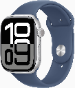 Apple Watch Series 10 GPS 46mm Silver Aluminium Case with Denim Sport Band - M/L