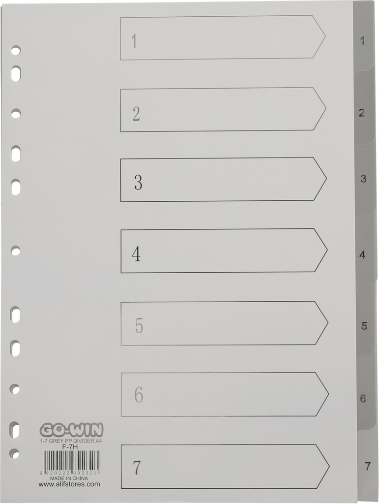 Divider Index 1-7 Grey Pp A4 Grey
