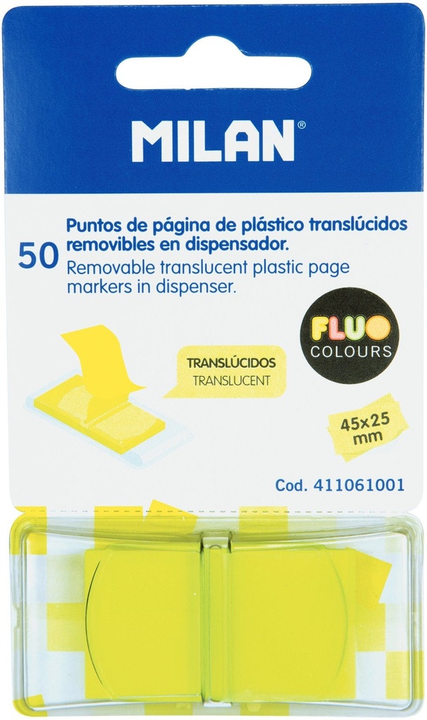 Dispenser 50 translucent Fluo yellow page markers