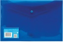 Clear Bag With Button Foolscap, PP Plastic with Business Card Pocket, Blue