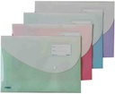 Clear Bag With Button FC, 2 compartment, PP with Business Card Pocket, Pastel Purple