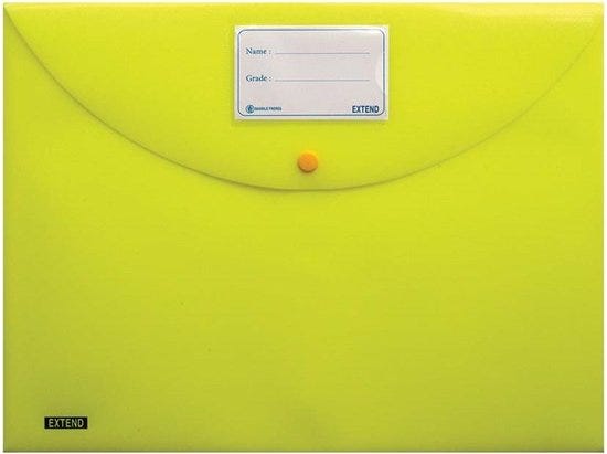 Clear Bag With Button FC, PP with Business Card Pocket, Fluorescent Yellow-BA904.FYW