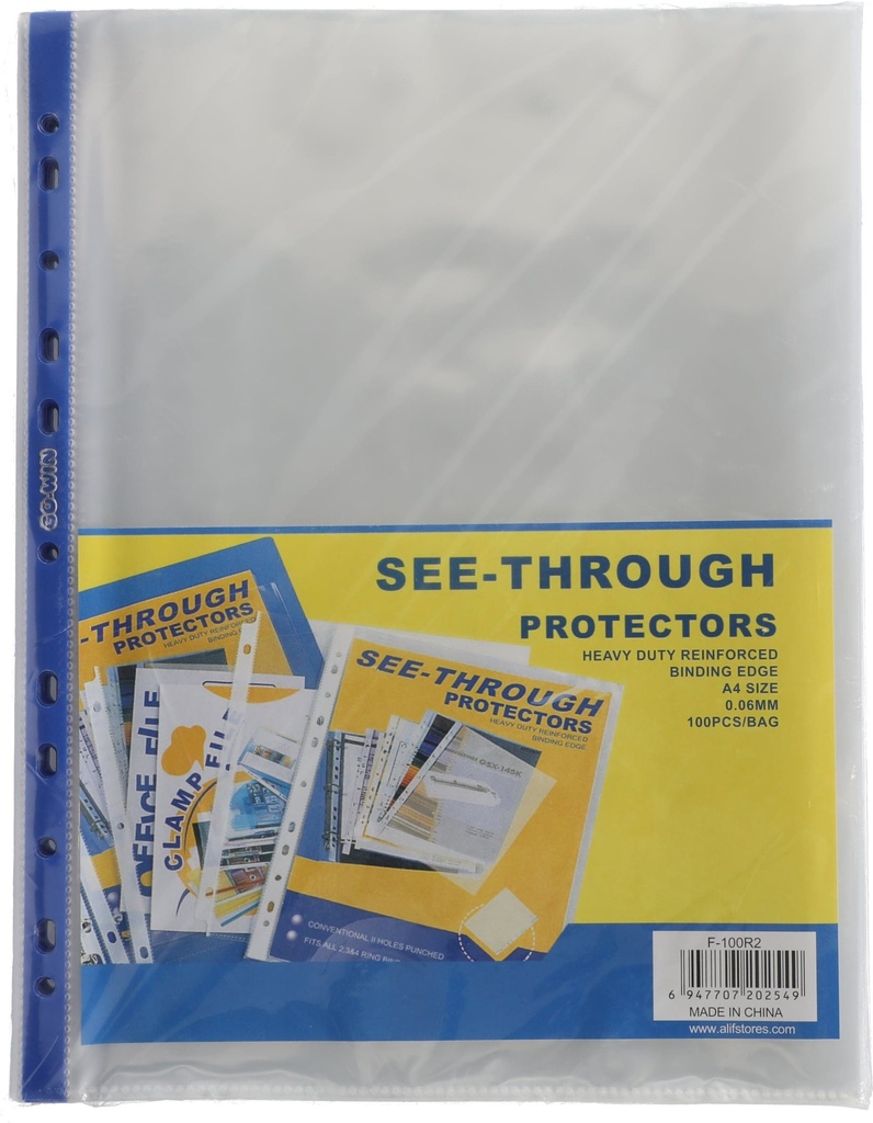 protector sheet  A4, 6C PP Crystal Clear with Blue side strip