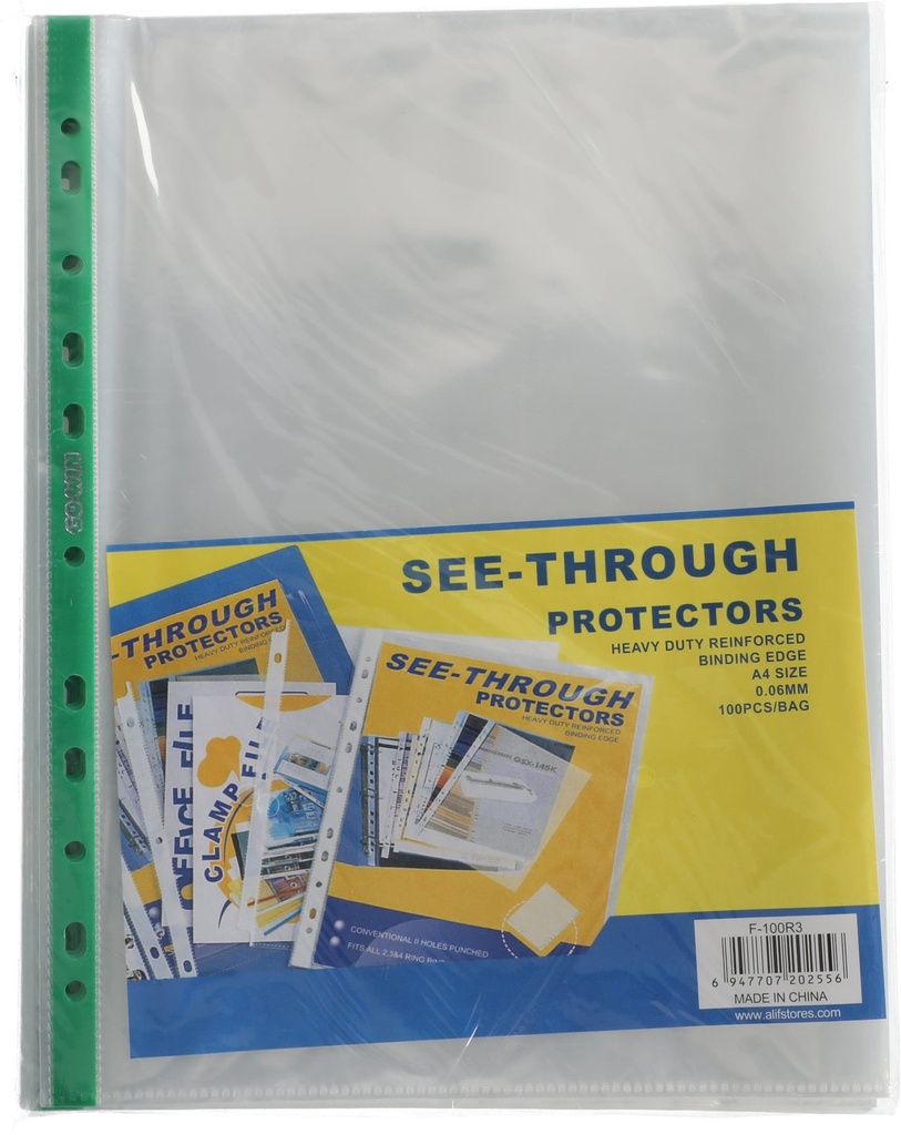 protector sheet  A4, 6C PP Crystal Clear with Green side strip