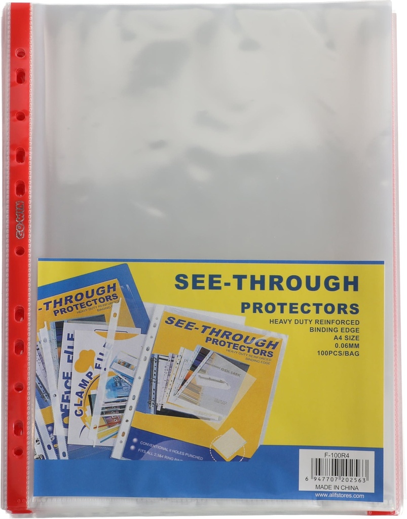 protector sheet  A4, 6C PP Crystal Clear with Red side strip