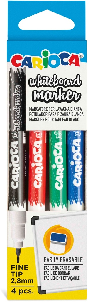 Marker Whiteboard, Fine Tip 2.8mm Set of 4 Pcs Assorted Color, Caioca