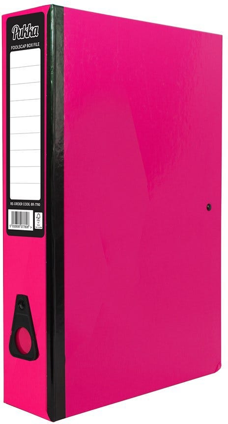 File Box 7 cm With Cover With Spring Clip, Laminated Board F4, Pink