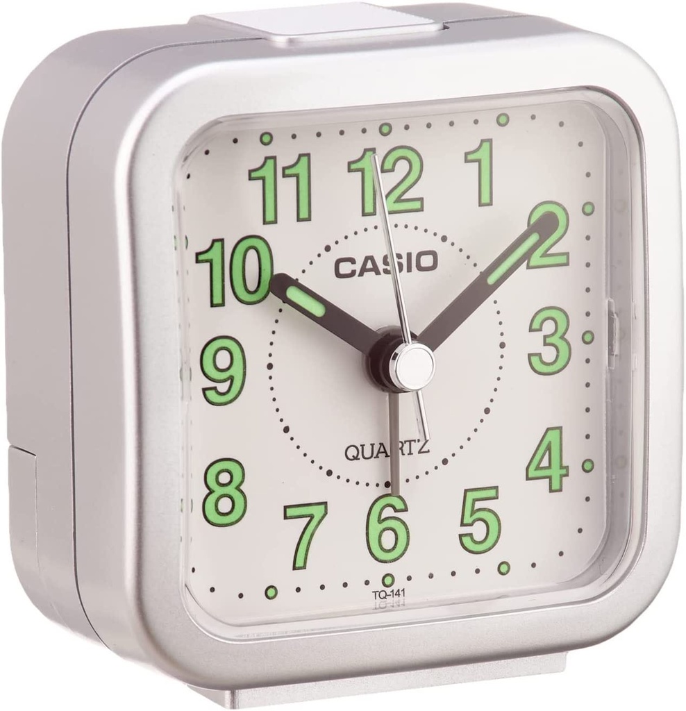 Clock Alarm Table Analog, Silver,  Casio TQ-141-8DF