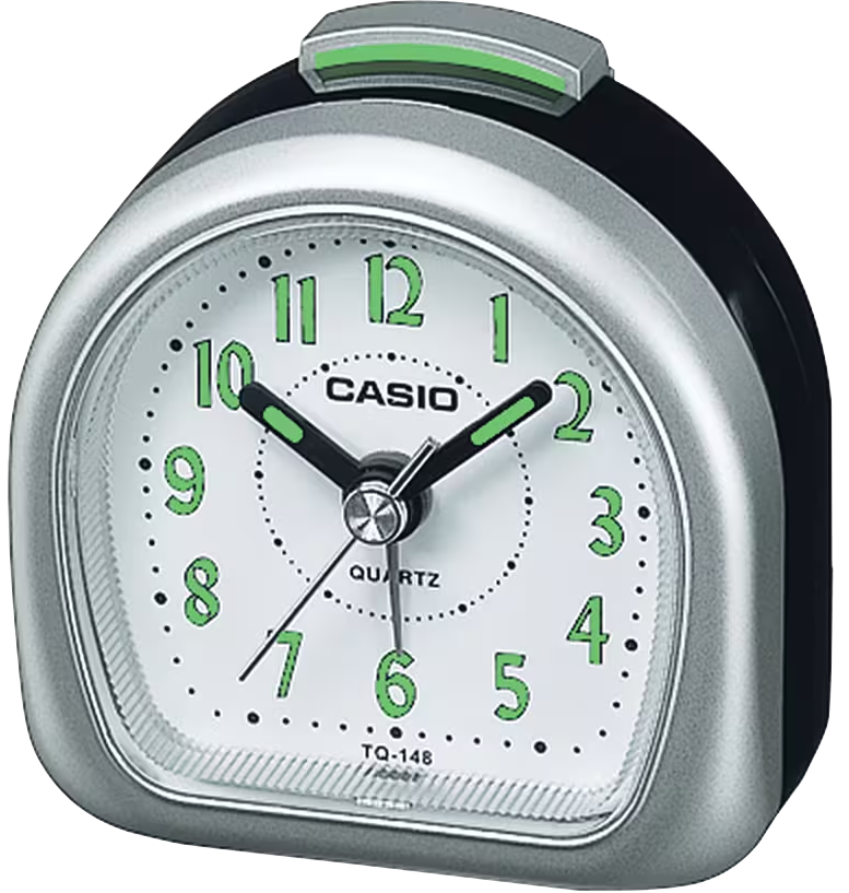 Clock Alarm Table Analog, Black & White Casio TQ-148-8DF