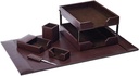 Desk set 8 Pcs / set PU + WOOD   Leather and wood   Brown