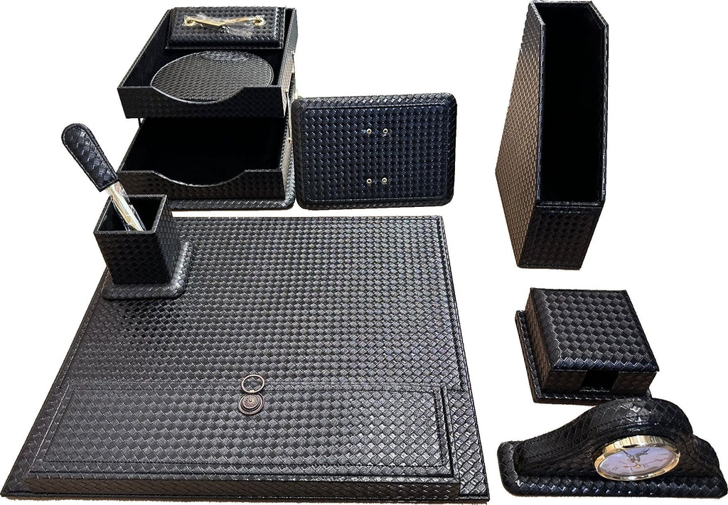 Desk set 10 Pcs / set PU    Leather   Black