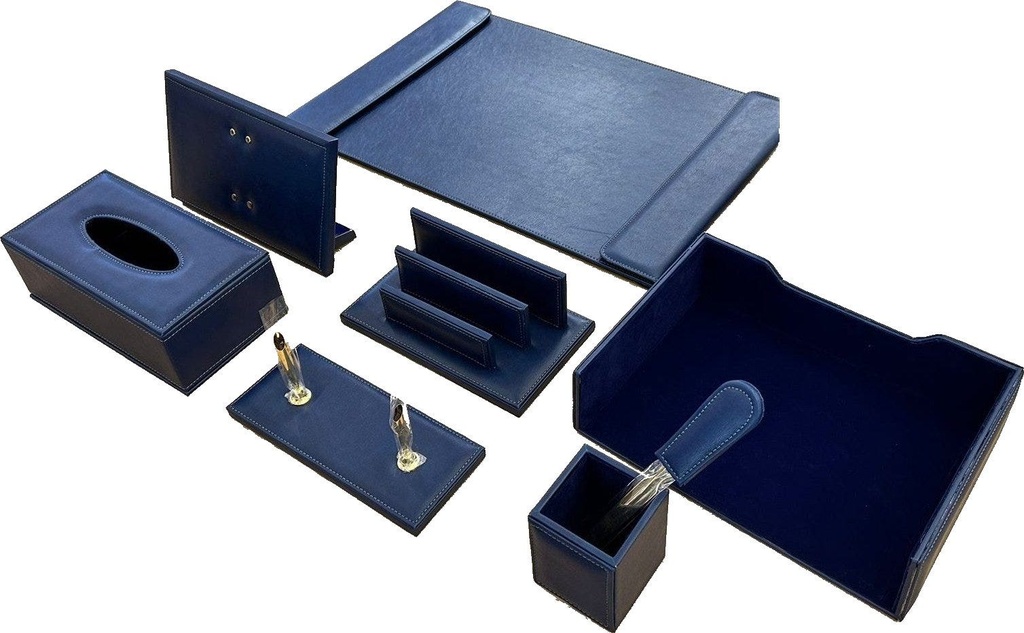 Desk set 9 Pcs / set PU    Leather   Blue