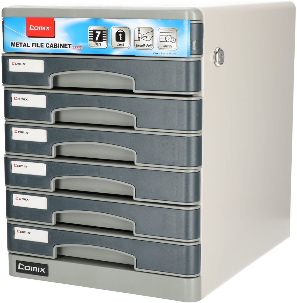 Drawer Organizer Metal Body 7 Layers With Key Lock    35.8 cm X 27.5 cm X 17.5 cm Grey
