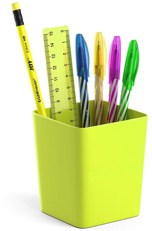 Cup Pencil Holder Plastic Neon Solid, Yellow, The Set Includes 6 Items Erichkrause®
