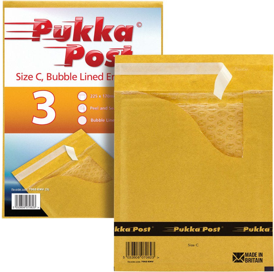Envelope Bubbled 170x225 mm, Peel & seal, Gold, pack of 10