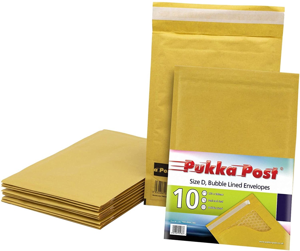 Envelope Bubbled 200x275 mm, Peel & seal, Gold, pack of 10