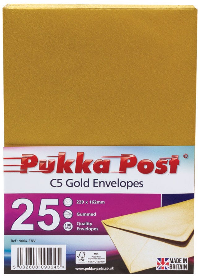 Envelope C5, 162 x 229mm, 100gsm, Pack of 25, Brown
