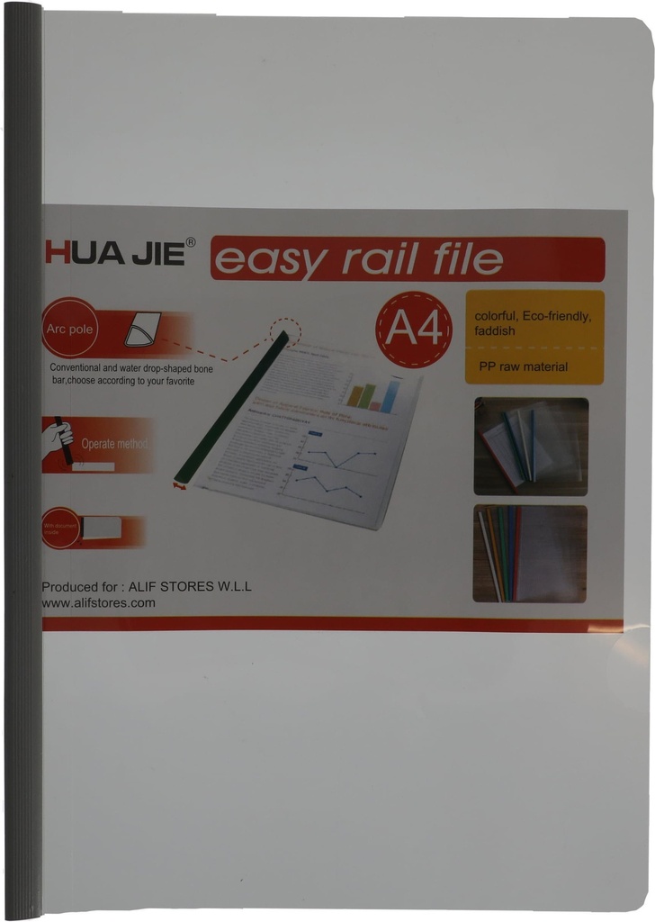 File Clear With Sliding Bar 14 C A4, Pp, 8 Mm Spine Grey