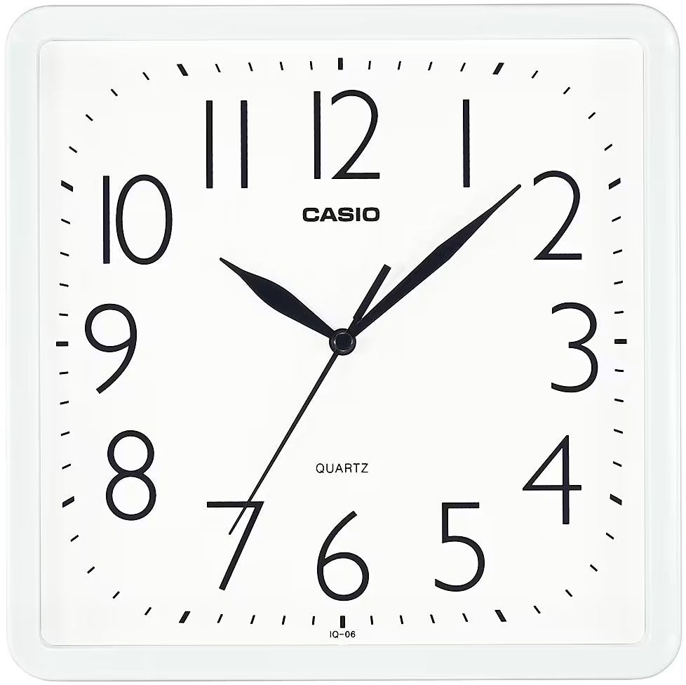Clock Wall Analog - White Squared -      IQ-06-7DF