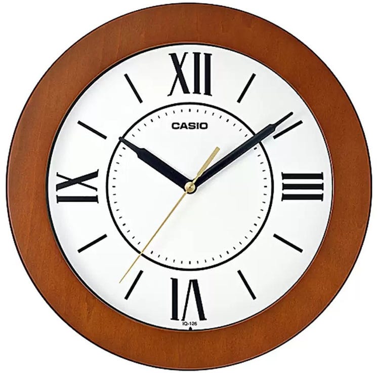 Clock Wall Analog - Light Brown Rounded -      IQ-126-5BDF