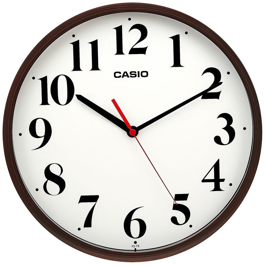 Clock Wall Analog - Dark Brown Rounded -      IQ-79-5DF