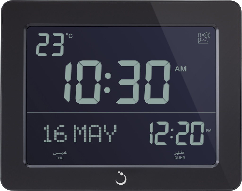 Wall Clock Flat With Azan - Black - CF-19
