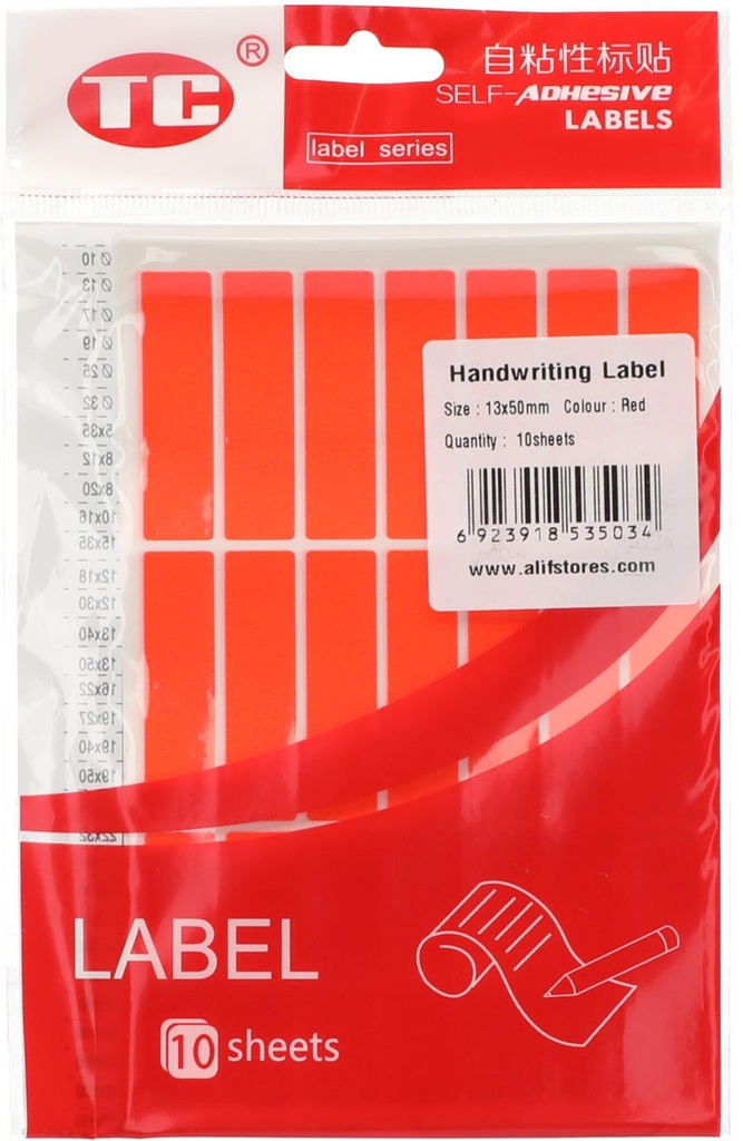 Label Multi Purpose 160 micron   Paper   13 x 50 mm Red