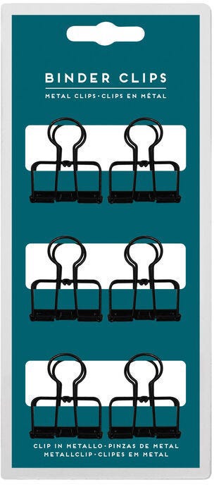 Binder Clips - Set Of 6 Metal Clips Medium Size