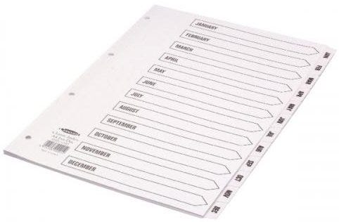 Concord Mylar Index A4 Jan-Dec (Box 10) FSC MIX