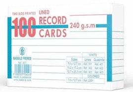 Record Cards Lines 240g 100sh 7.6 x 12.7 cm