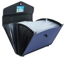 Expanding File with button A4 24 Pocket, PP Plastic, snap shut button closure, Blue
