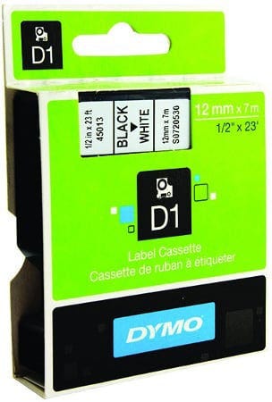 Dymo D1 tape - 12mmx 7 M - Black/White