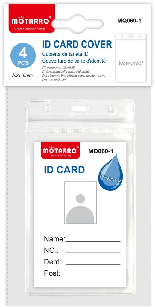 ID Card Holder 70x110mm Vertical Transparent Waterproof  Set of 4pcs     3410