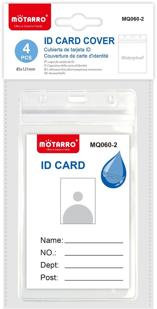 Id Card Holder 85X121Mm Vertical Transparent Waterproof Set Of 4Pcs 3411
