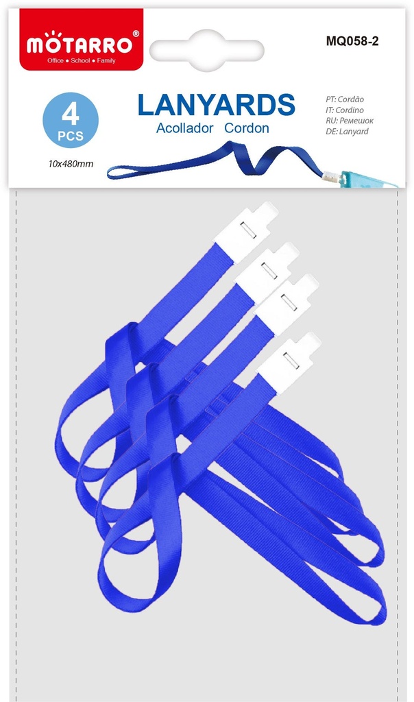 Lanyards 48Cm Blister of 4Pcs, Blue