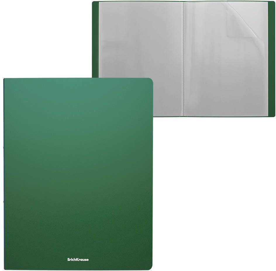 Book Display 10 Pocket Top Loaded Polypropolene  A4 Green, ErichKrause® Matt Classic