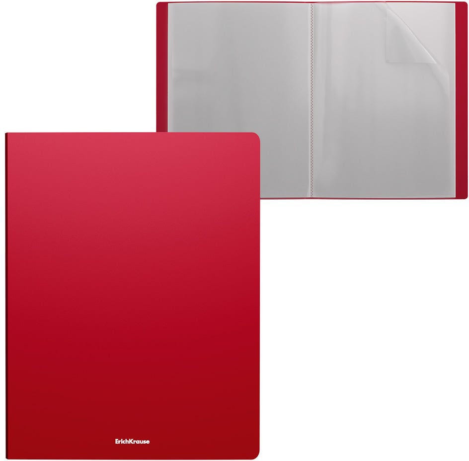 Book Display 10 Pocket Top Loaded Polypropolene  A4 Red, ErichKrause® Matt Classic