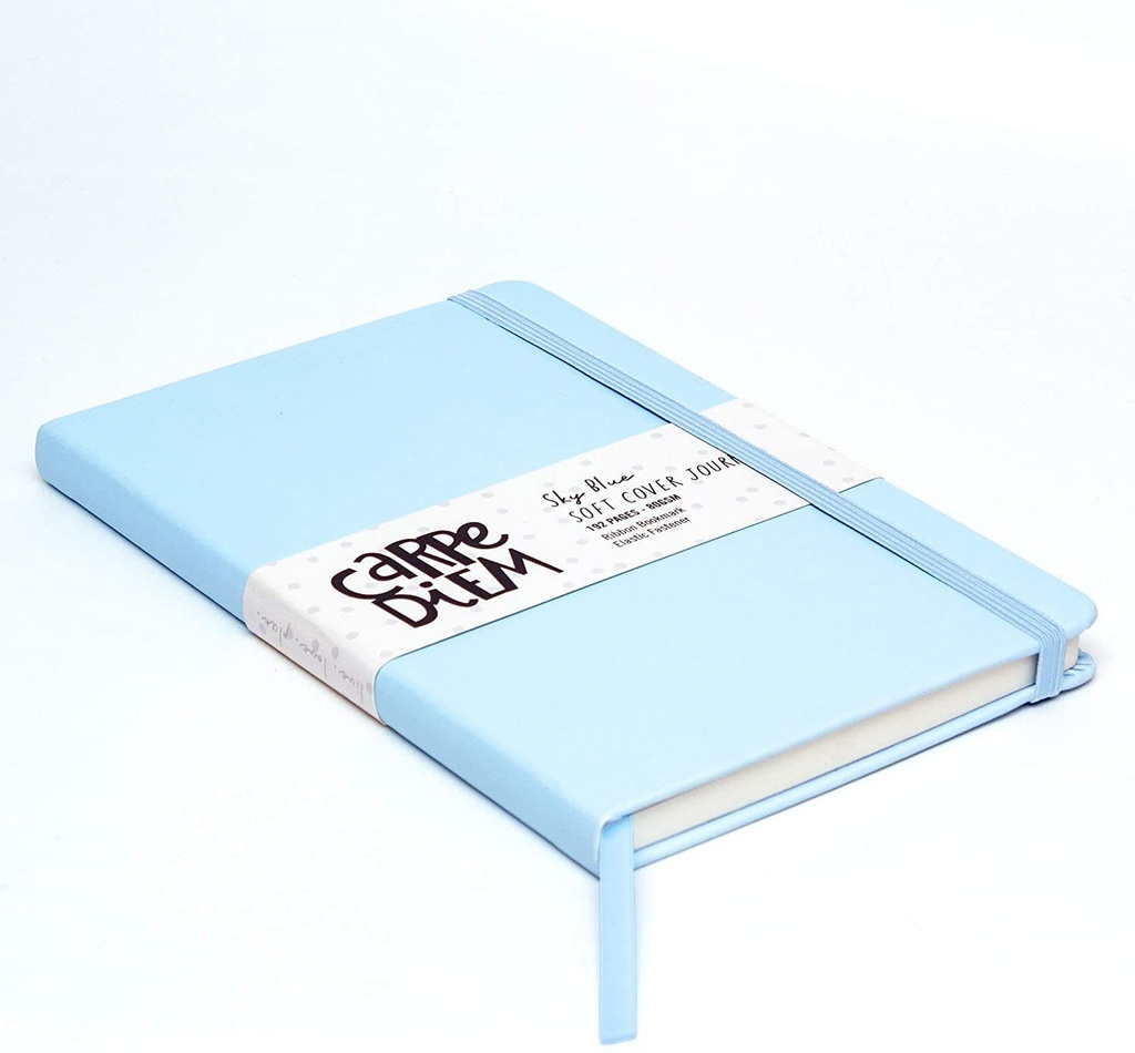 Journal Soft Cover 96 Sheet with Elastic Closure,  Carpe Diem Sky Blue