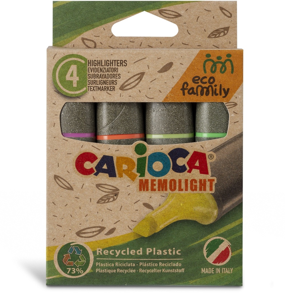 Highlighter Standard 5mm Chisel, Set of 4Pcs  Assorted, Carioca - eco Family