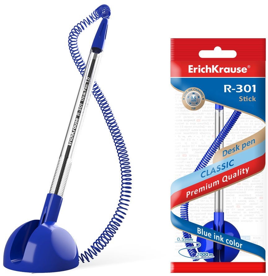 Ballpoint pen ErichKrause® R-301 Desk Pen 1.0,   blue color (1 pcs in polybag)
