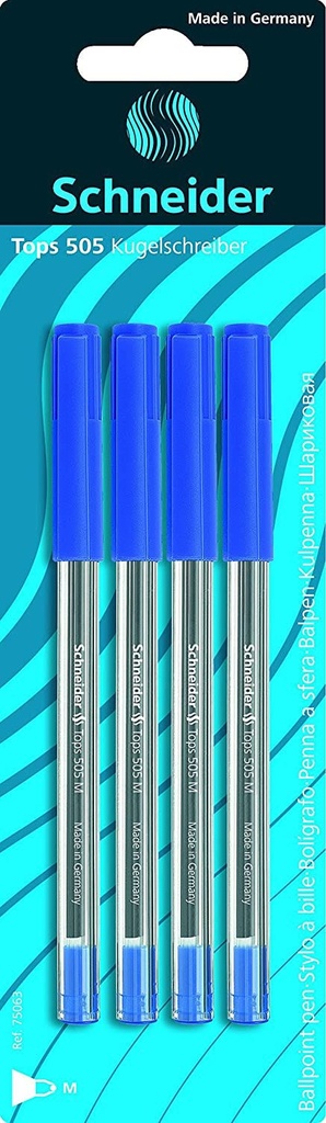 Ballpoint pen Tops 505 M blue Blister 4 pieces