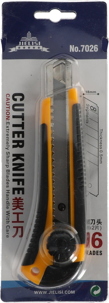 Cutter Rubber Grip Plastic 18 Mm Yellow