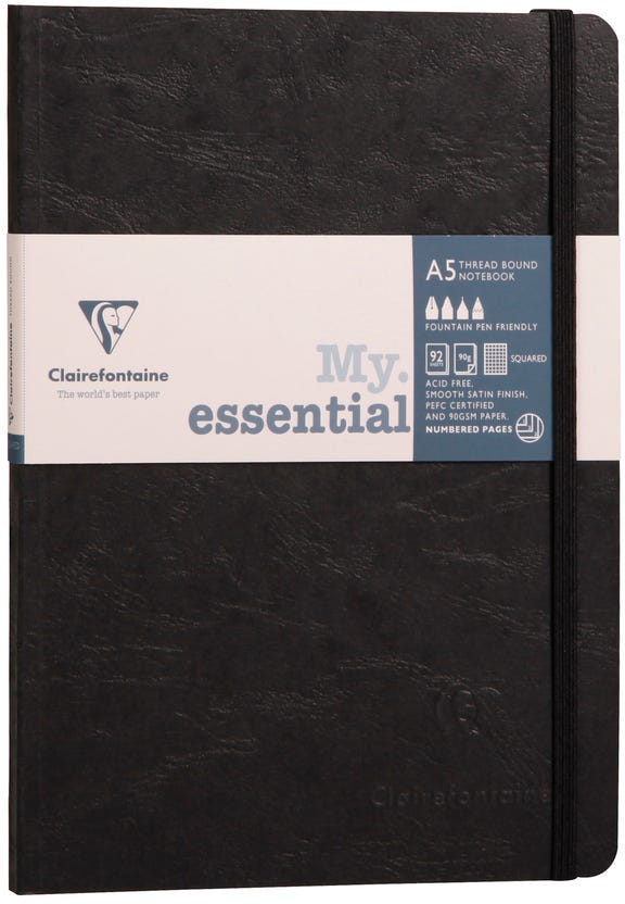 Age Bag, My.Essential 14,8X21Cm Thread-Bound Notebook 96 Sheets Lined Black Ivory 90G Paper